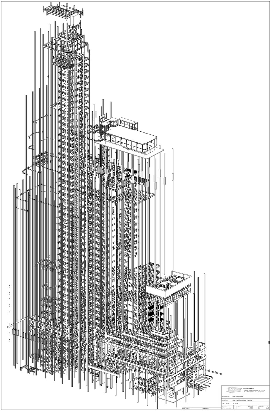 3D Tekla model view of One Wall Street, New York, NY