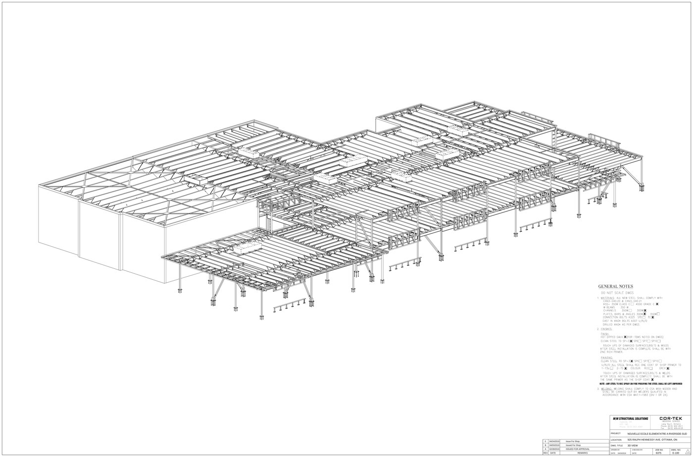 3D Tekla model view of Nouvelle École Élémentaire à Riverside-Sud
