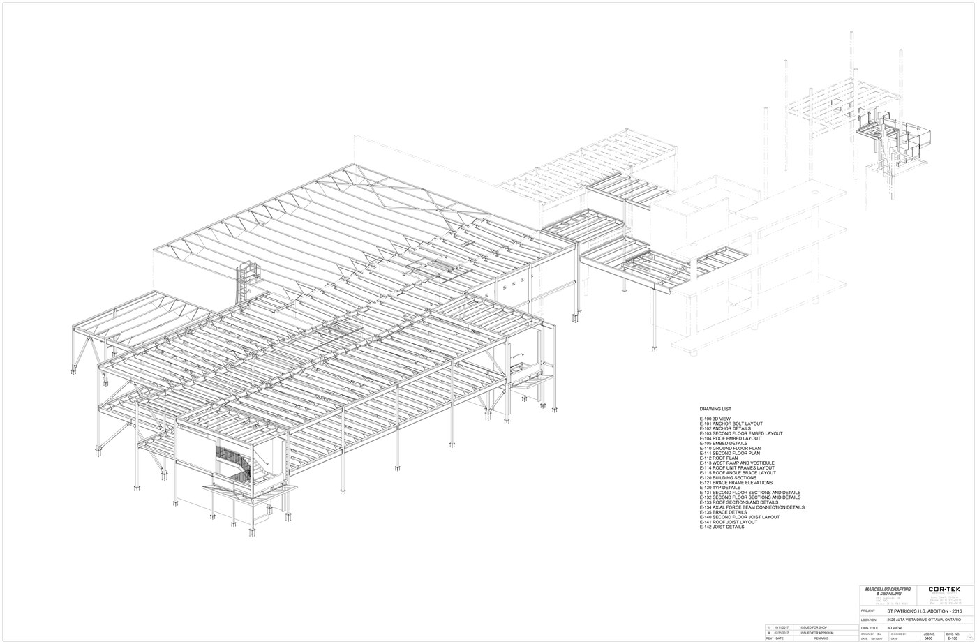 3D Tekla model view of St. Patrick's High School Addition